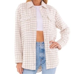 BB Dakota Jacket Plaid Print Shacket Sweater Trend - M